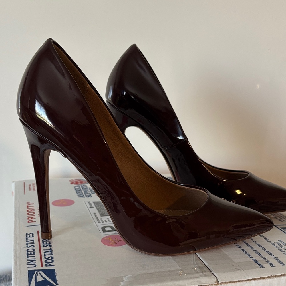 ASOS Dark Brown Patent Heels brand new size 8